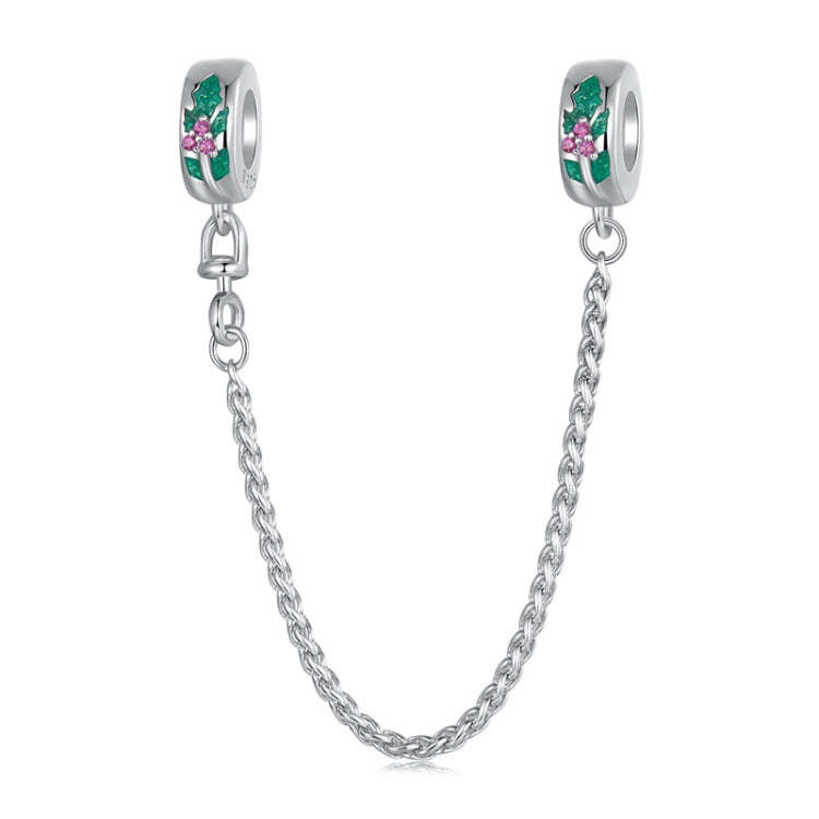 S925 Sterling Silver Platinum-plated Leaf Safety Chain Bracelet Beads Accessories(SCC2918)