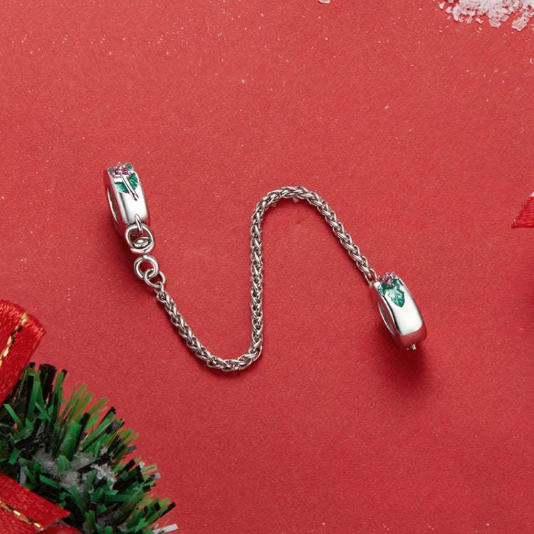 S925 Sterling Silver Platinum-plated Leaf Safety Chain Bracelet Beads Accessories(SCC2918)