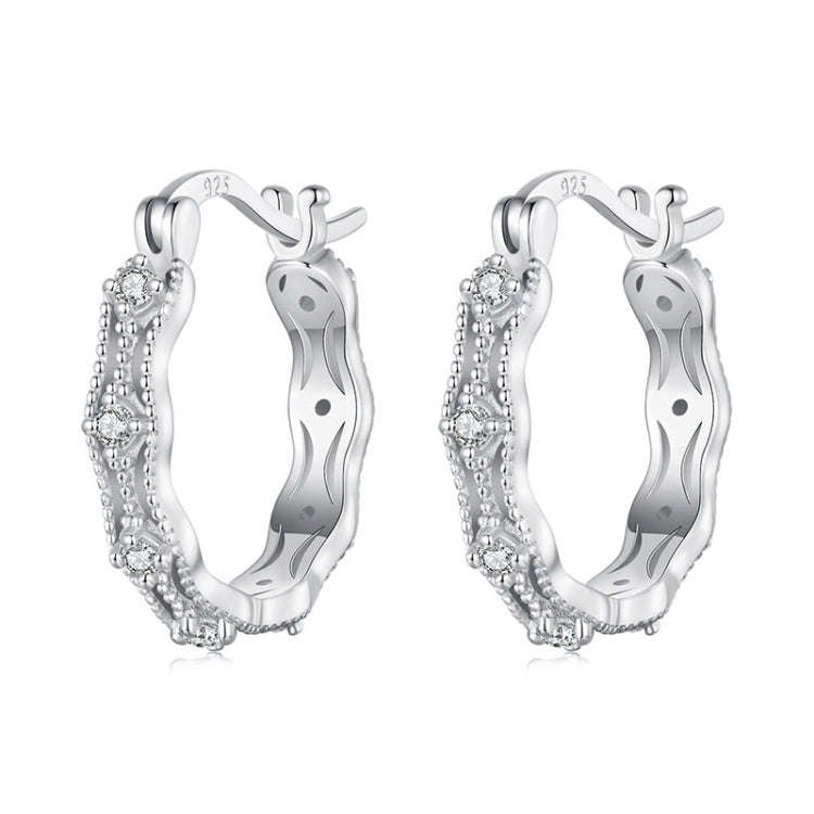 S925 Sterling Silver Platinum-Plated Lace Earrings Elegant Zircon Earrings(BSE1101)