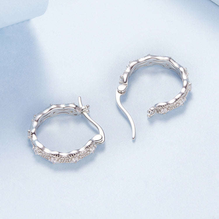 S925 Sterling Silver Platinum-Plated Lace Earrings Elegant Zircon Earrings(BSE1101)