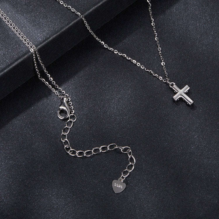 S925 Sterling Silver Platinum-plated Moissanite Cross Necklace(MSN039)