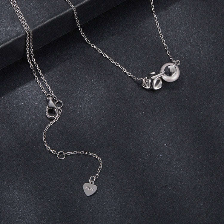 S925 Sterling Silver Platinum-plated Elegant Rose Moissanite Pearl Necklace(MSN040)