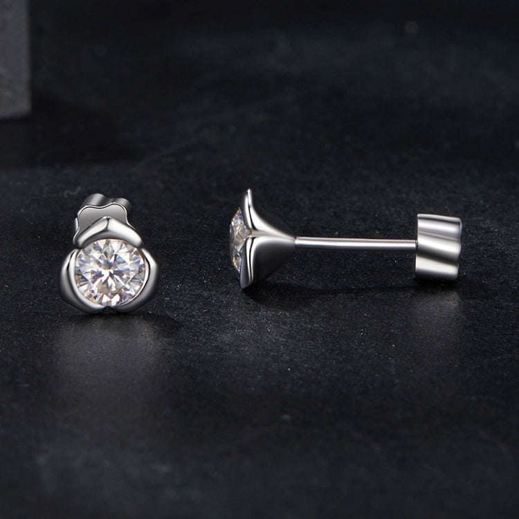 S925 Sterling Silver Platinum-plated Shining Moissanite Rose Earrings(MSE071)