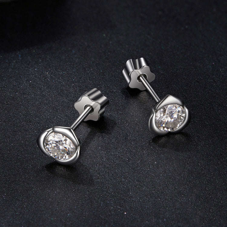 S925 Sterling Silver Platinum-plated Shining Moissanite Rose Earrings(MSE071)