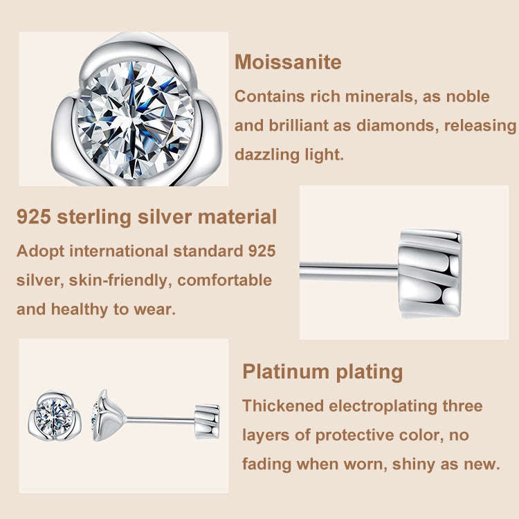 S925 Sterling Silver Platinum-plated Shining Moissanite Rose Earrings(MSE071)