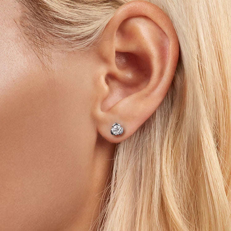 S925 Sterling Silver Platinum-plated Shining Moissanite Rose Earrings(MSE071)