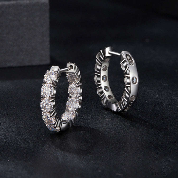 S925 Sterling Silver Platinum-plated Shining Moissanite Earrings(MSE069)