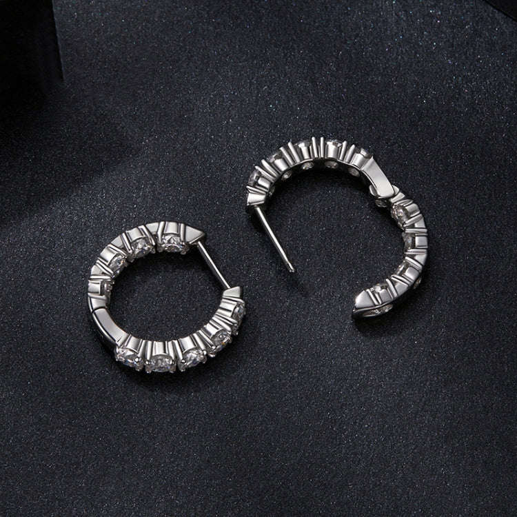 S925 Sterling Silver Platinum-plated Shining Moissanite Earrings(MSE069)