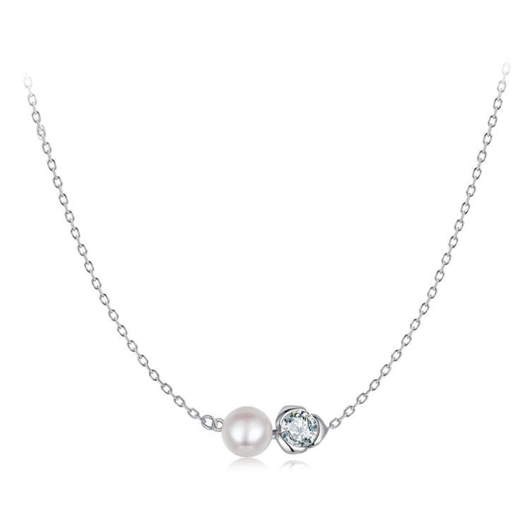 S925 Sterling Silver Platinum-plated Moissanite Rose Earrings Necklace Set(Set)