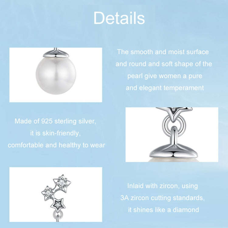 S925 Sterling Silver Oxidized Star Pearl Earrings(BSE1120)