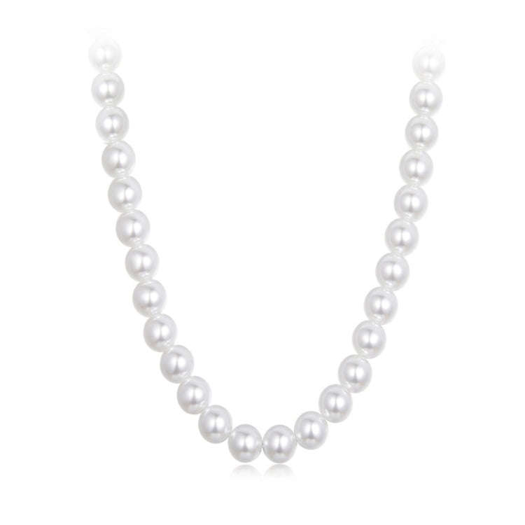 S925 Sterling Silver Platinum-Plated Pearl Necklace, Color: 5mm