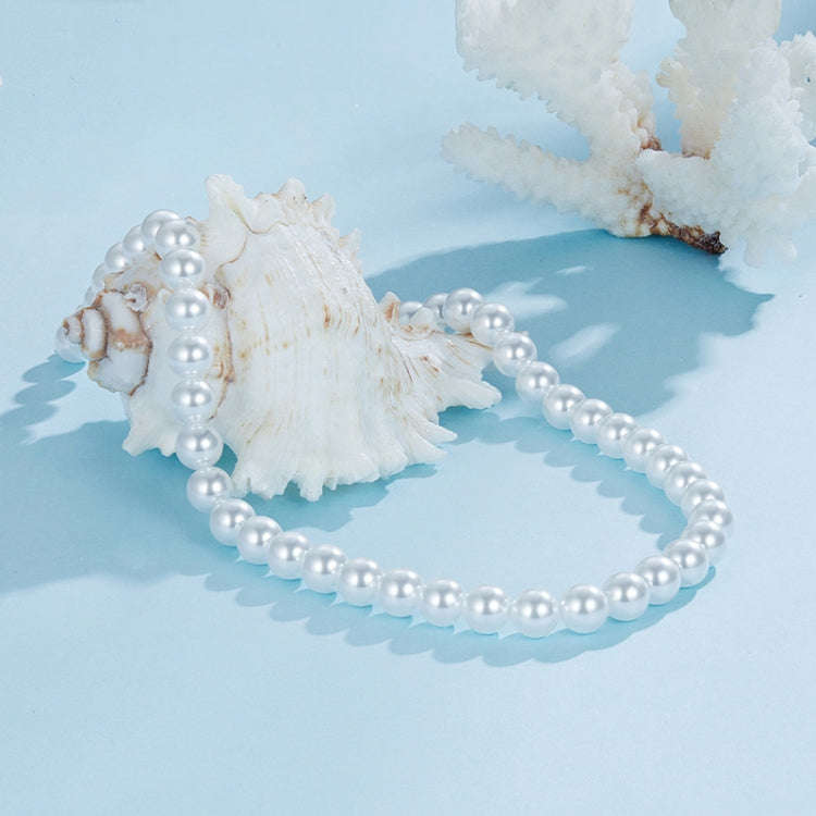 S925 Sterling Silver Platinum-Plated Pearl Necklace, Color: 5mm
