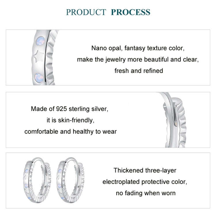 S925 Sterling Silver With Platinum-plated Fantasy Oopal Earrings(BSE1110)