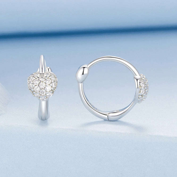 S925 Sterling Silver Platinum-plated Sweet Heart Zircon Earrings(BSE1111)