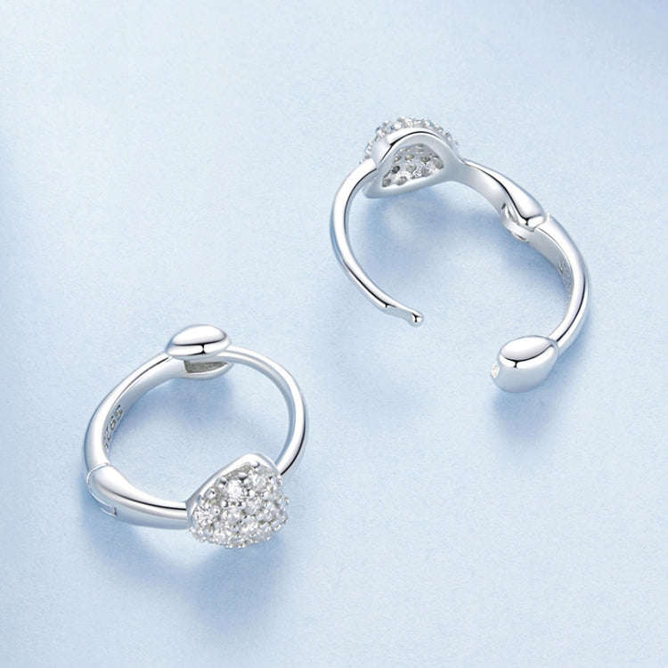 S925 Sterling Silver Platinum-plated Sweet Heart Zircon Earrings(BSE1111)