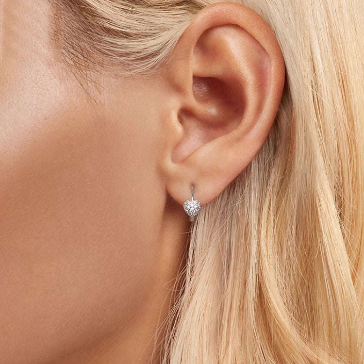 S925 Sterling Silver Platinum-plated Sweet Heart Zircon Earrings(BSE1111)
