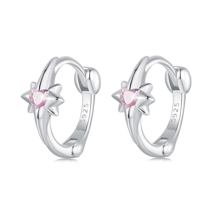 S925 Sterling Silver Platinum-plated Star Zircon Earrings(BSE1112)