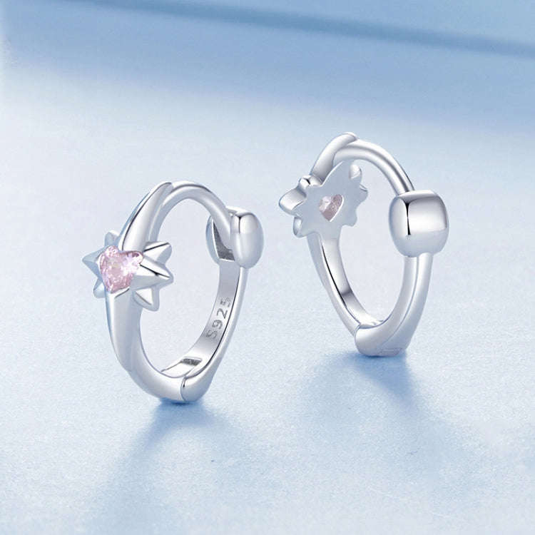 S925 Sterling Silver Platinum-plated Star Zircon Earrings(BSE1112)