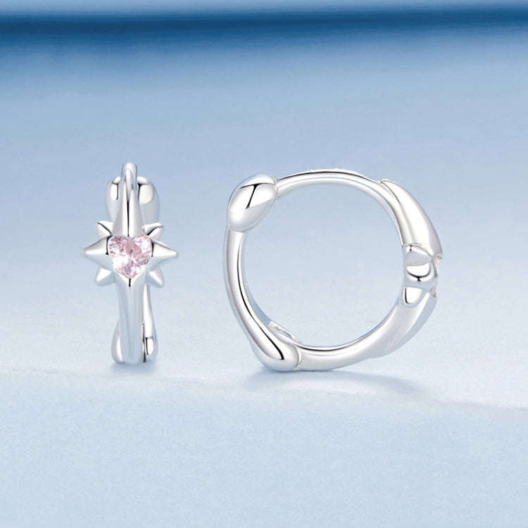 S925 Sterling Silver Platinum-plated Star Zircon Earrings(BSE1112)