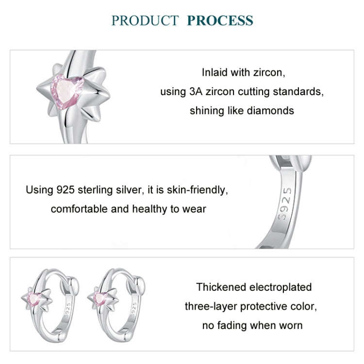S925 Sterling Silver Platinum-plated Star Zircon Earrings(BSE1112)