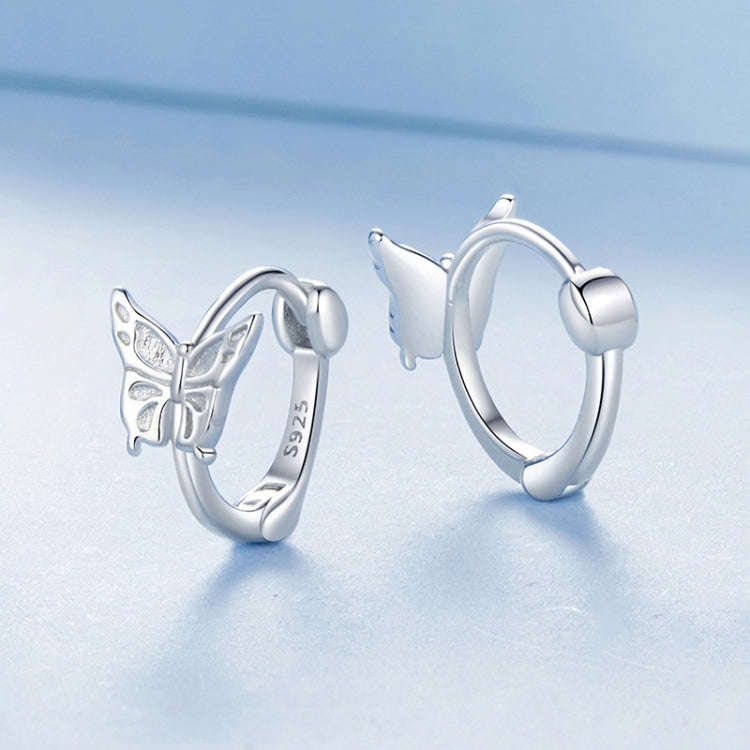 S925 Sterling Silver Platinum Plated Butterfly Earrings(BSE1113)
