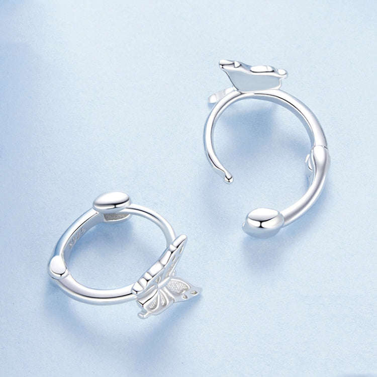 S925 Sterling Silver Platinum Plated Butterfly Earrings(BSE1113)