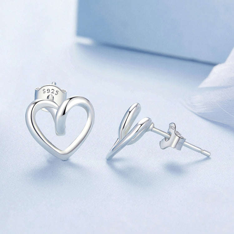S925 Sterling Silver Hollow Heart Earrings(BSE1117)