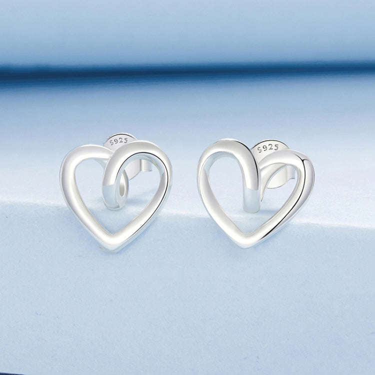 S925 Sterling Silver Hollow Heart Earrings(BSE1117)