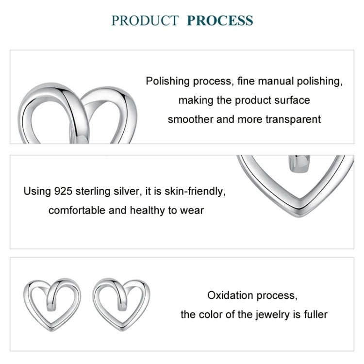 S925 Sterling Silver Hollow Heart Earrings(BSE1117)