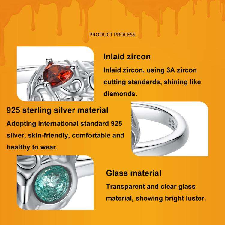 S925 Sterling Silver Platinum-plated Adjustable Skull Open Ring(BSR607-E)