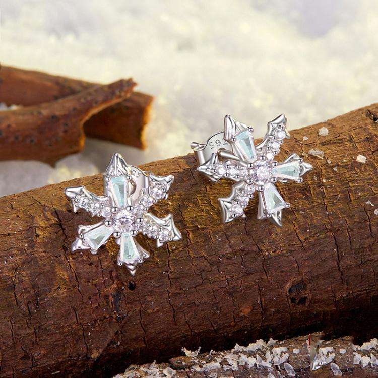 S925 Sterling Silver Winter Snowflake Earrings(BSE1132)