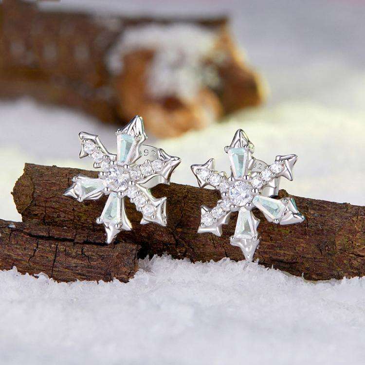 S925 Sterling Silver Winter Snowflake Earrings(BSE1132)