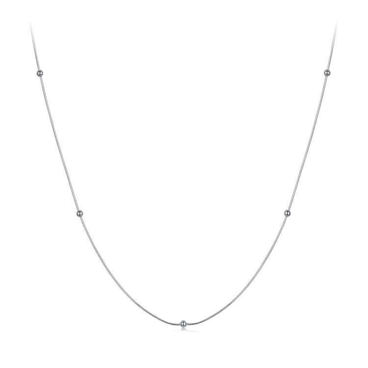 S925 Sterling Silver Plated Platinum Thin Snake Bone Necklace(BSN409)