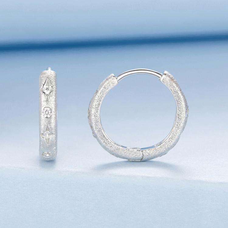 S925 Pure White Gold-Plated Silver Star Earrings(BSE1114)