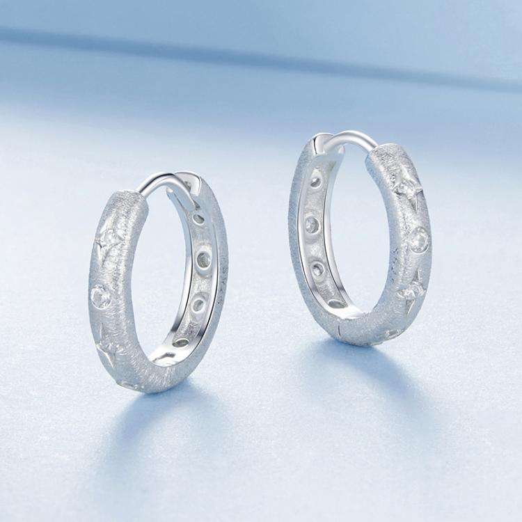 S925 Pure White Gold-Plated Silver Star Earrings(BSE1114)