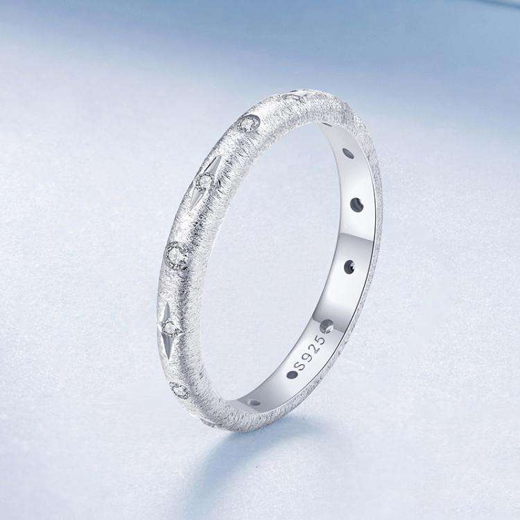 S925 Sterling Silver Shining Star Platinum Plated Ring(No.8)