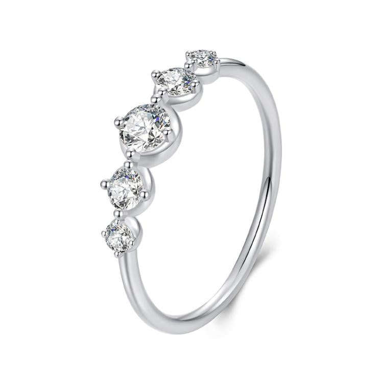 BSR620 S925 Sterling Silver Platinum-plated Shining Zircon Ring(6)