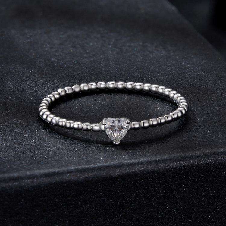 MSR063 S925 Sterling Silver Heart Moissanite Ring(6)