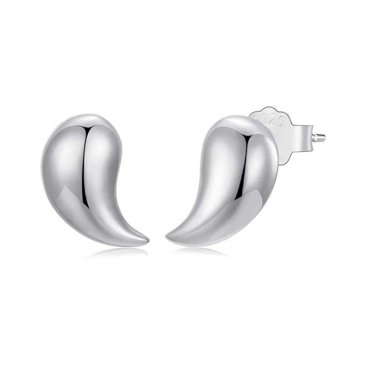 BSE1124 S925 Sterling Silver Metal Glossy Comma Shape Earrings, Spec: Oxidized