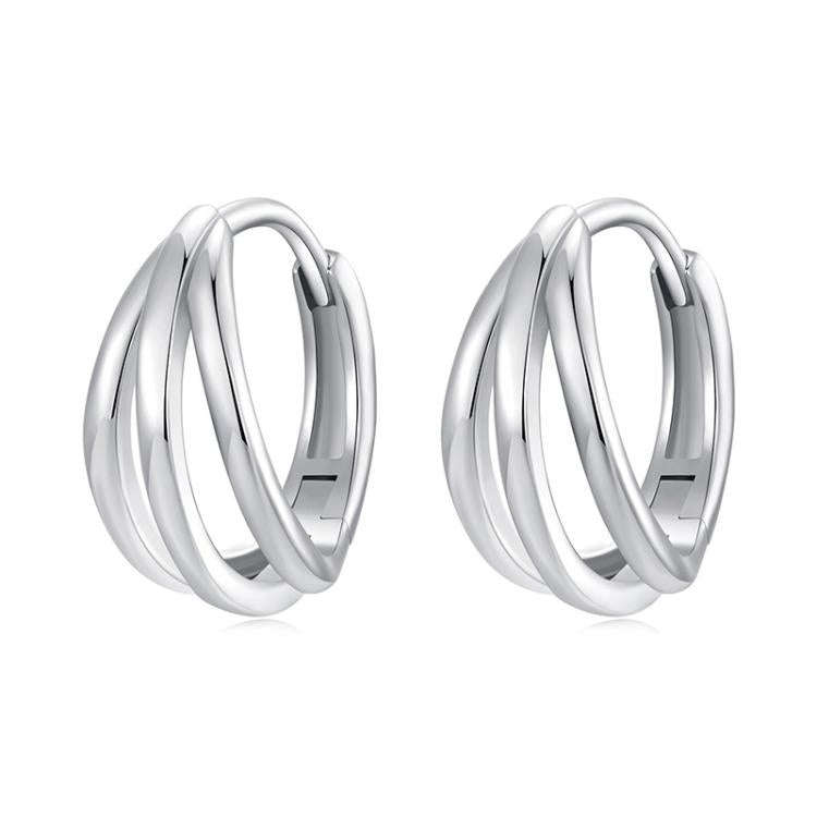 S925 Sterling Silver Platinum-plated Multi-layer Line Three-dimensional Earrings(BSE1125)