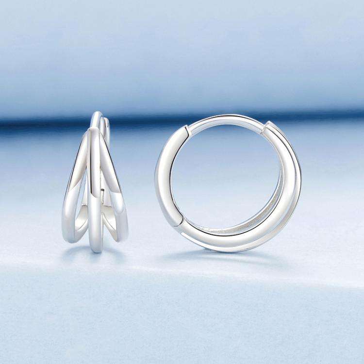 S925 Sterling Silver Platinum-plated Multi-layer Line Three-dimensional Earrings(BSE1125)