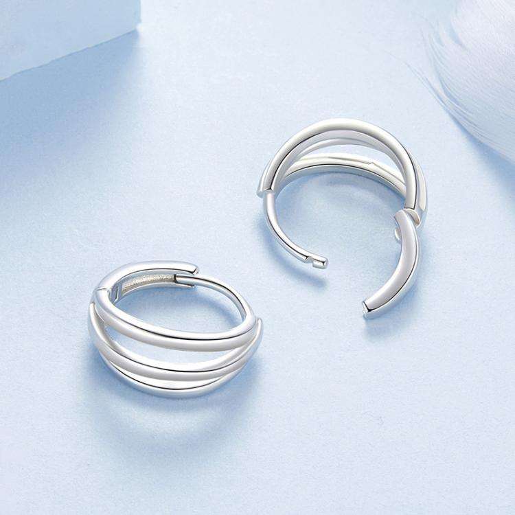 S925 Sterling Silver Platinum-plated Multi-layer Line Three-dimensional Earrings(BSE1125)