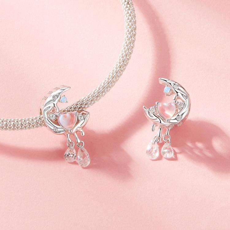 S925 Sterling Silver With Platinum DIY Fantasy Moon Tassel Beads(SCC2936)