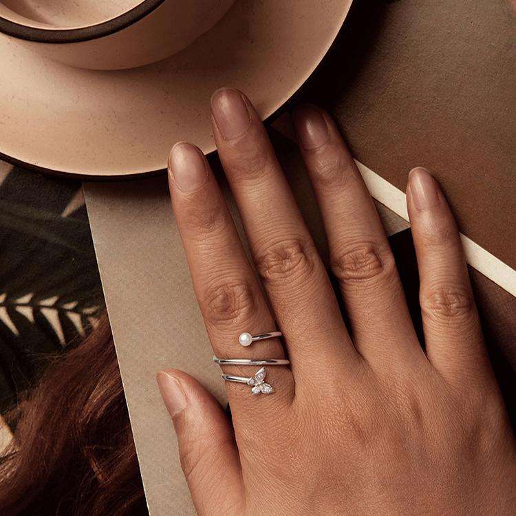 S925 Sterling Silver Platinum-Plated Multi-layer Butterfly Winding Adjustable Ring(BSR627-E)
