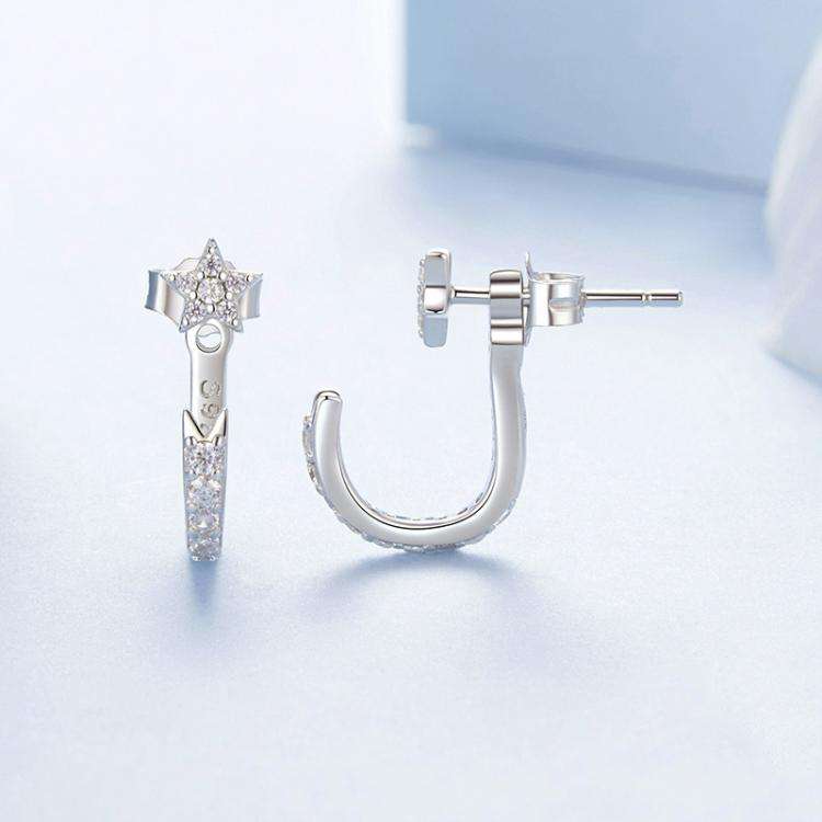 S925 Sterling Silver Platinum-Plated Meteor Earrings Star Earrings(BSE1127)