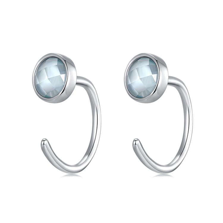 S925 Sterling Silver Platinum-Plated Blue Spike Ear Hook(BSE1129)