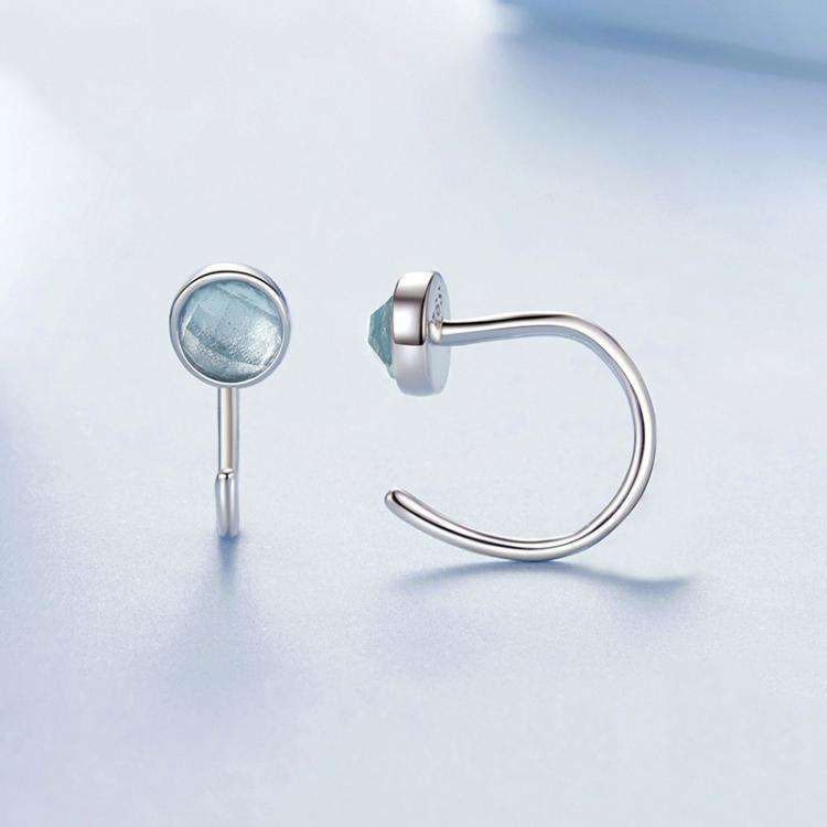 S925 Sterling Silver Platinum-Plated Blue Spike Ear Hook(BSE1129)