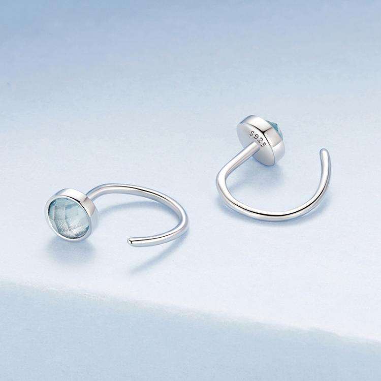S925 Sterling Silver Platinum-Plated Blue Spike Ear Hook(BSE1129)