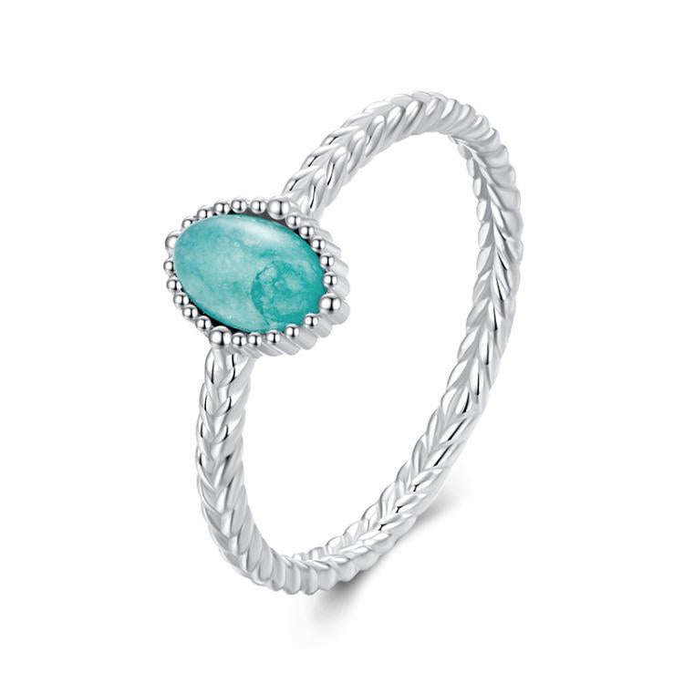 S925 Sterling Silver Platinum-Plated Amazonite Ring(8)