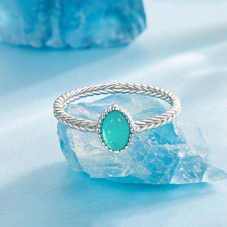 S925 Sterling Silver Platinum-Plated Amazonite Ring(8)